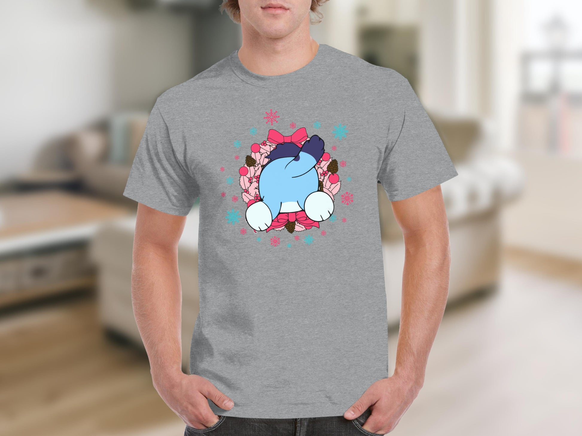 Cartoon Character Surrounded by Colorful Flowers Shirt