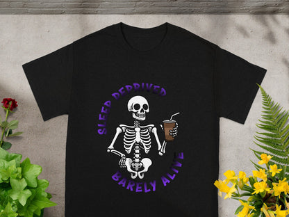 Sleep Deprived Barely Alive Skeleton T-Shirt