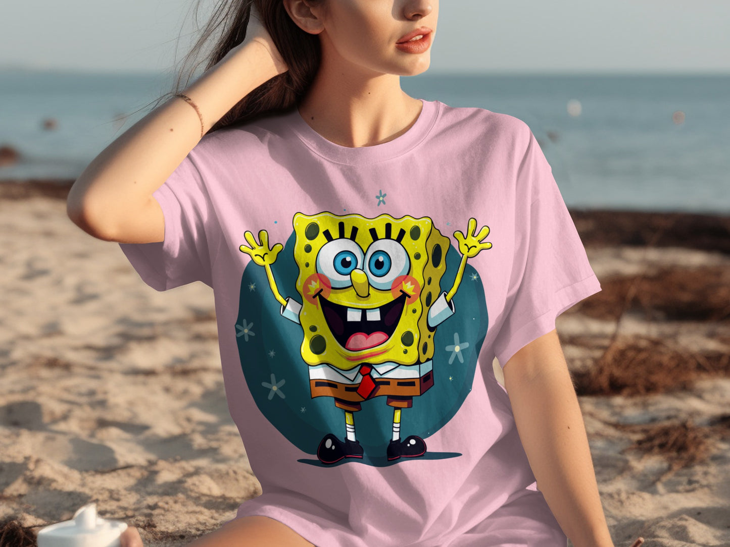 Cheerful Cartoon Character Graphic Tee Shirt