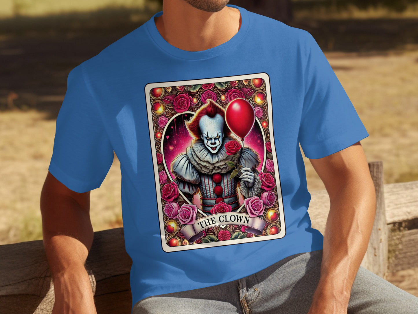 Creepy Clown with Balloon Graphic T-shirt
