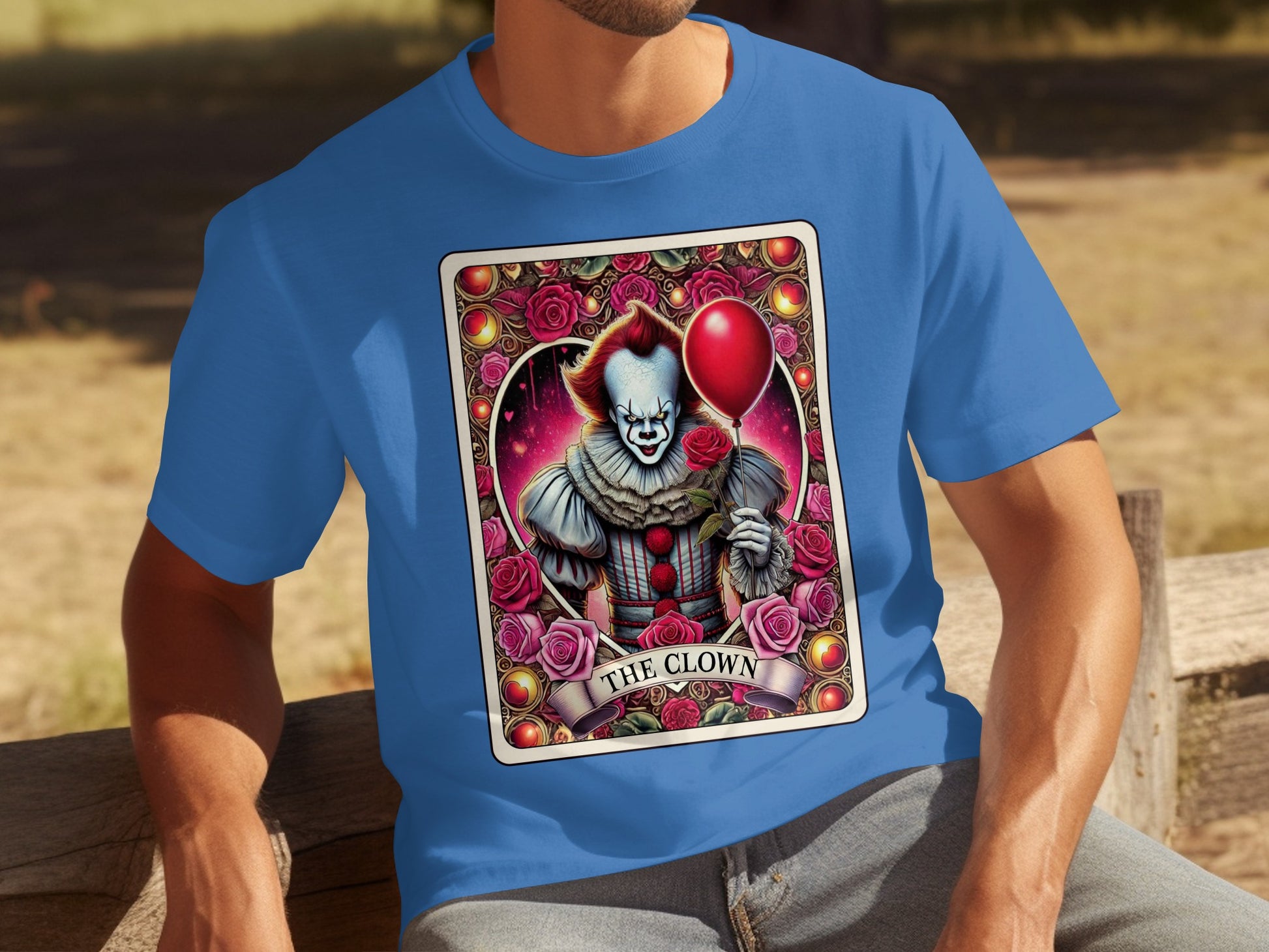 Creepy Clown with Balloon Graphic T-shirt