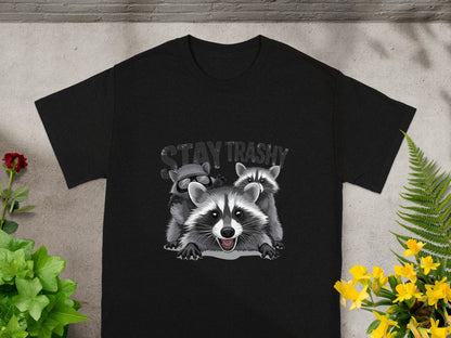 Stay Trashy Raccoon Design on Black Shirt product