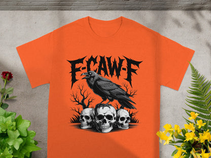 E-CAW-F Raven and Skulls Graphic Design T-shirt