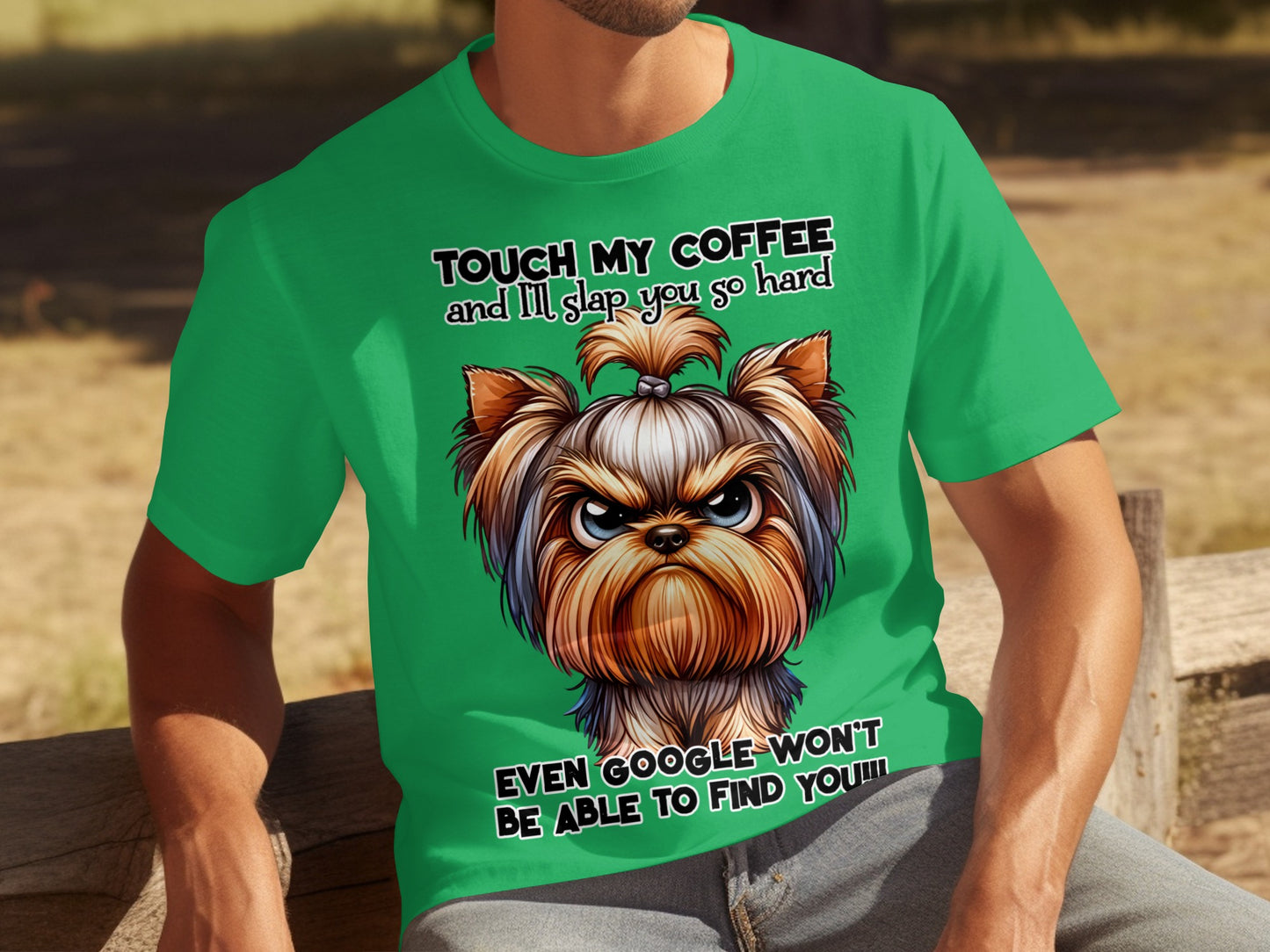 Touch My Coffee Funny Angry Dog Graphic Tee