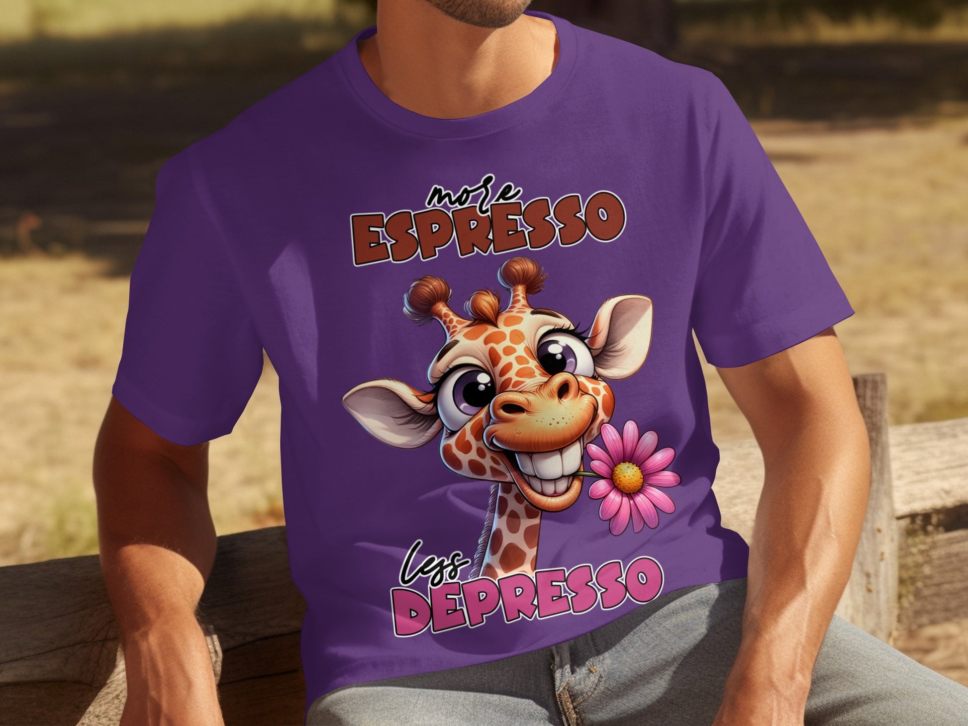 Make Espresso Less Depresso Funny Giraffe T-Shirt