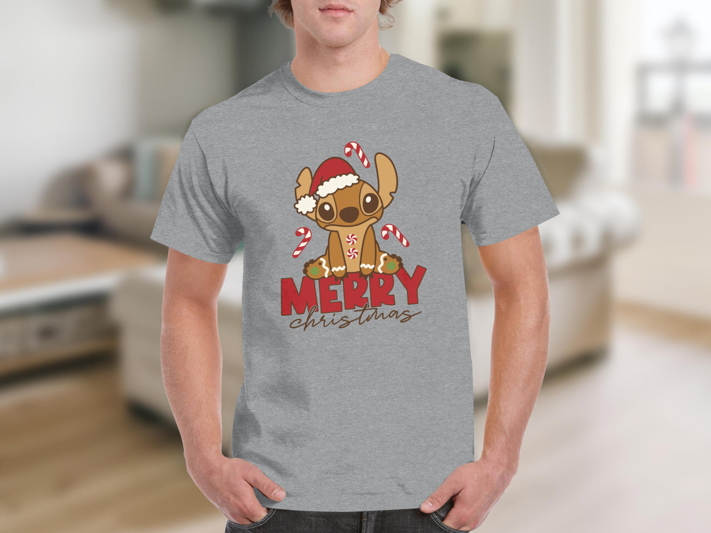 Merry Christmas Reindeer Candy Canes Graphic Shirt
