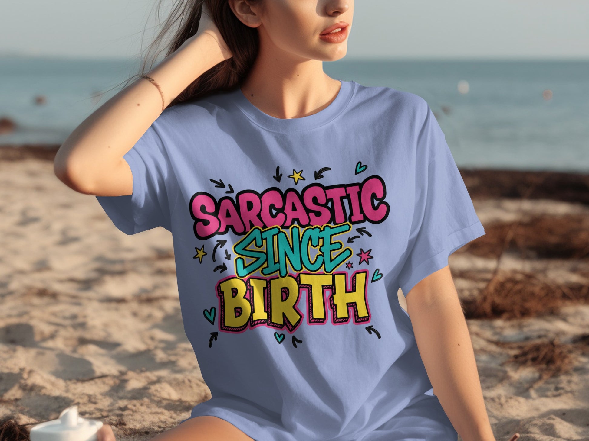 Sarcastic Since Birth Graphic Tee Perfect Beachwear