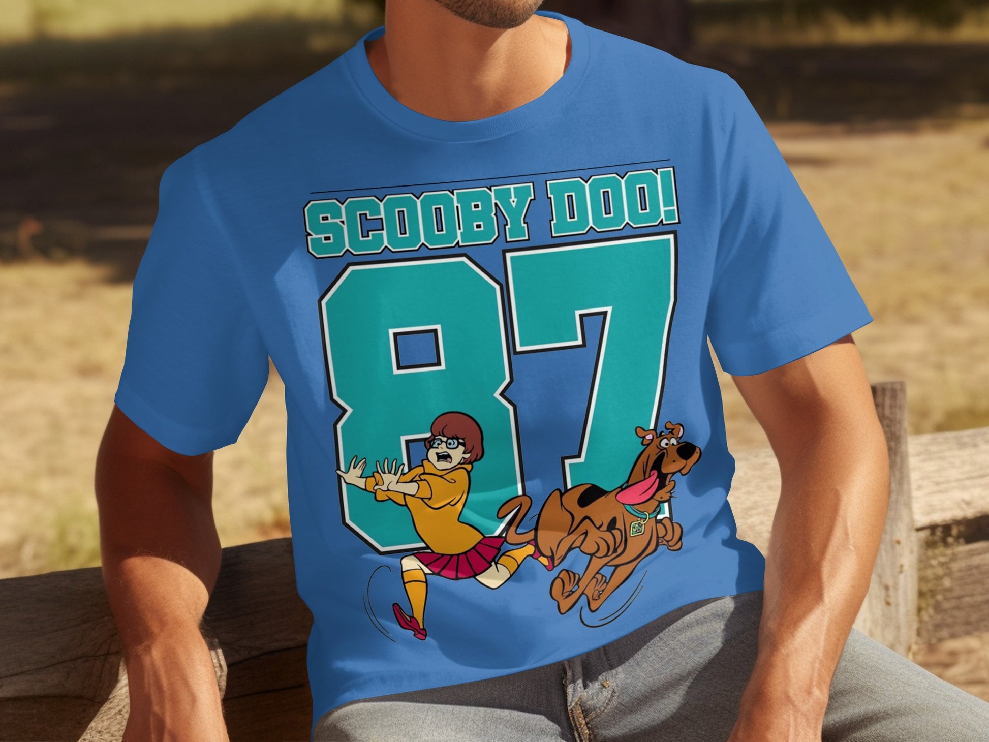 Scooby Doo 87 Graphic Print Blue Colorful Shirt