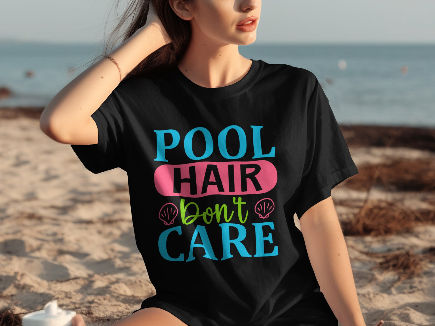 Pool Hair Don't Care Fun Beach T-shirt