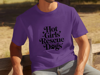 Hot Girls Rescue Dogs Graphic Tee Shirt