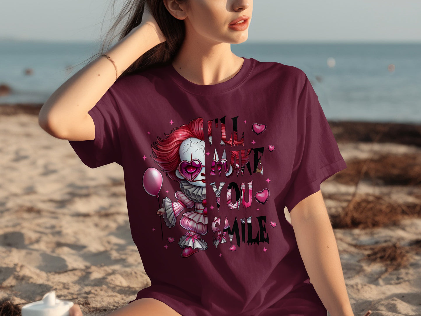 I'll Make You Smile Creepy Clown Graphic T-Shirt