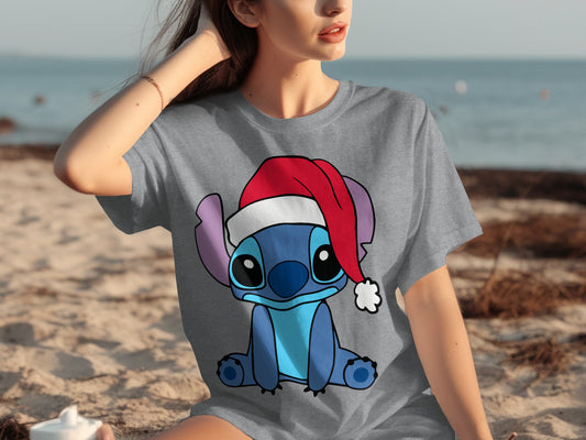 Adorable Santa Hat Character Beachwear Design Shirt
