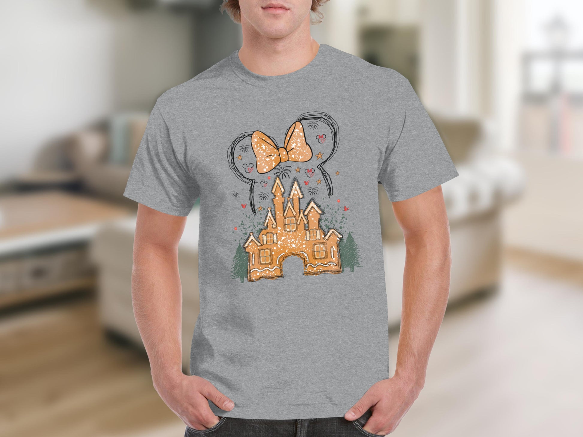 Gingerbread Castle with Bow Graphic T-Shirt