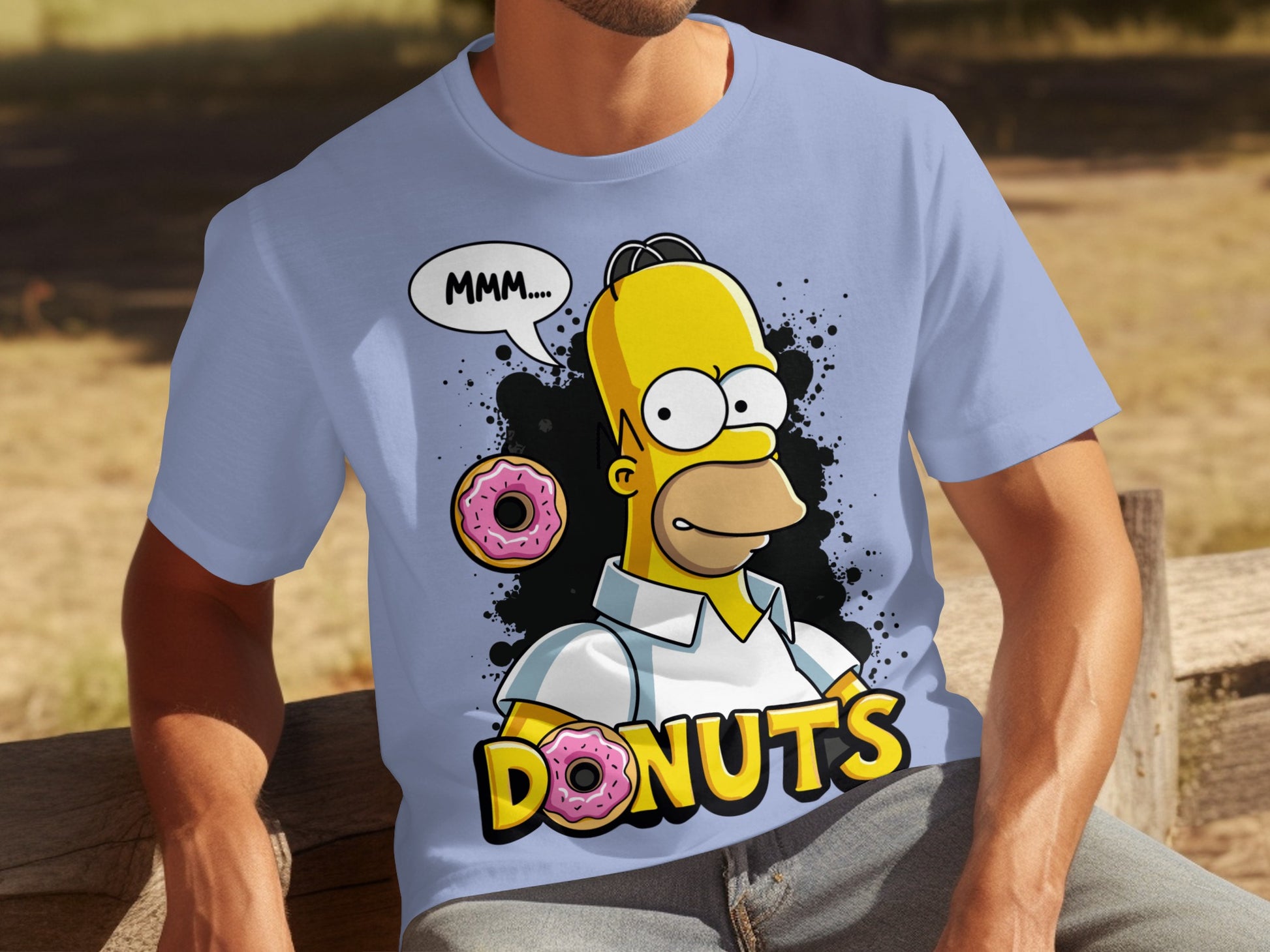 Funny Homer Simpson Donuts Graphic T-Shirt