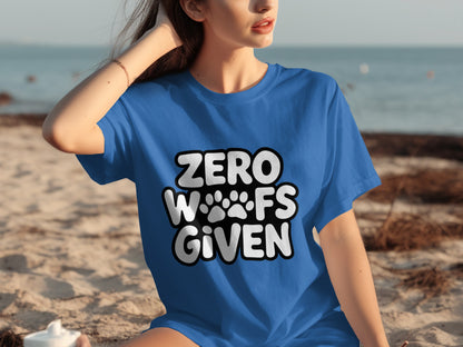 Zero Woofs Given Paw Print Design T-Shirt