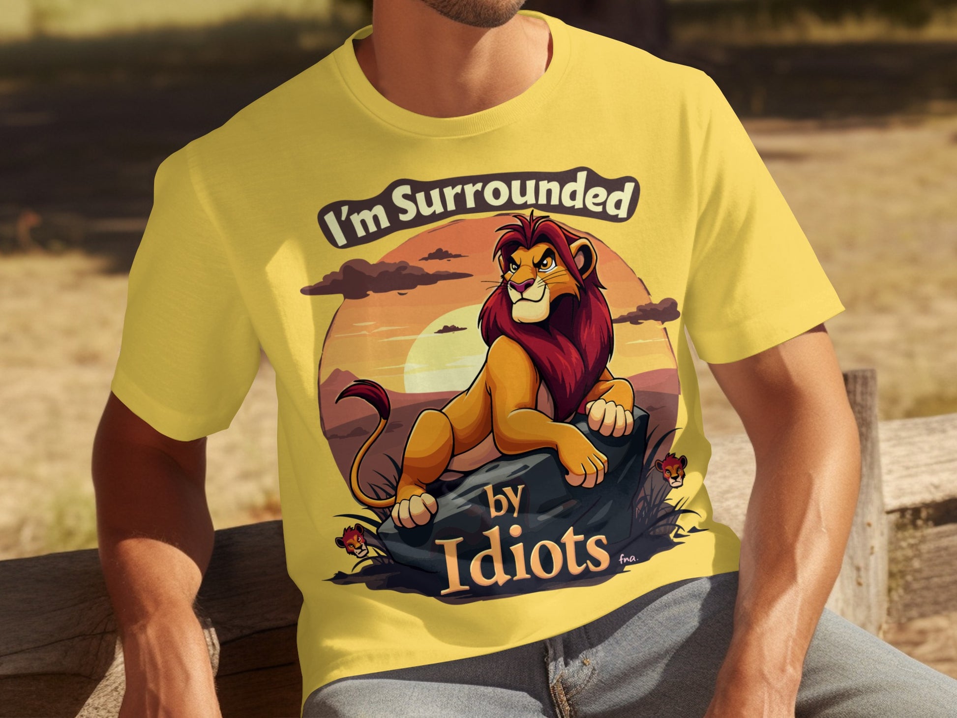 I'm Surrounded by Idiots Yellow Lion Graphic Shirt