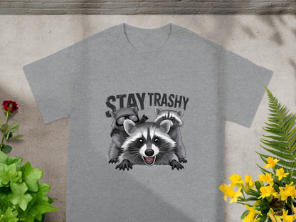 Stay Trashy Raccoon Graphic Tee Shirt for Fun Style