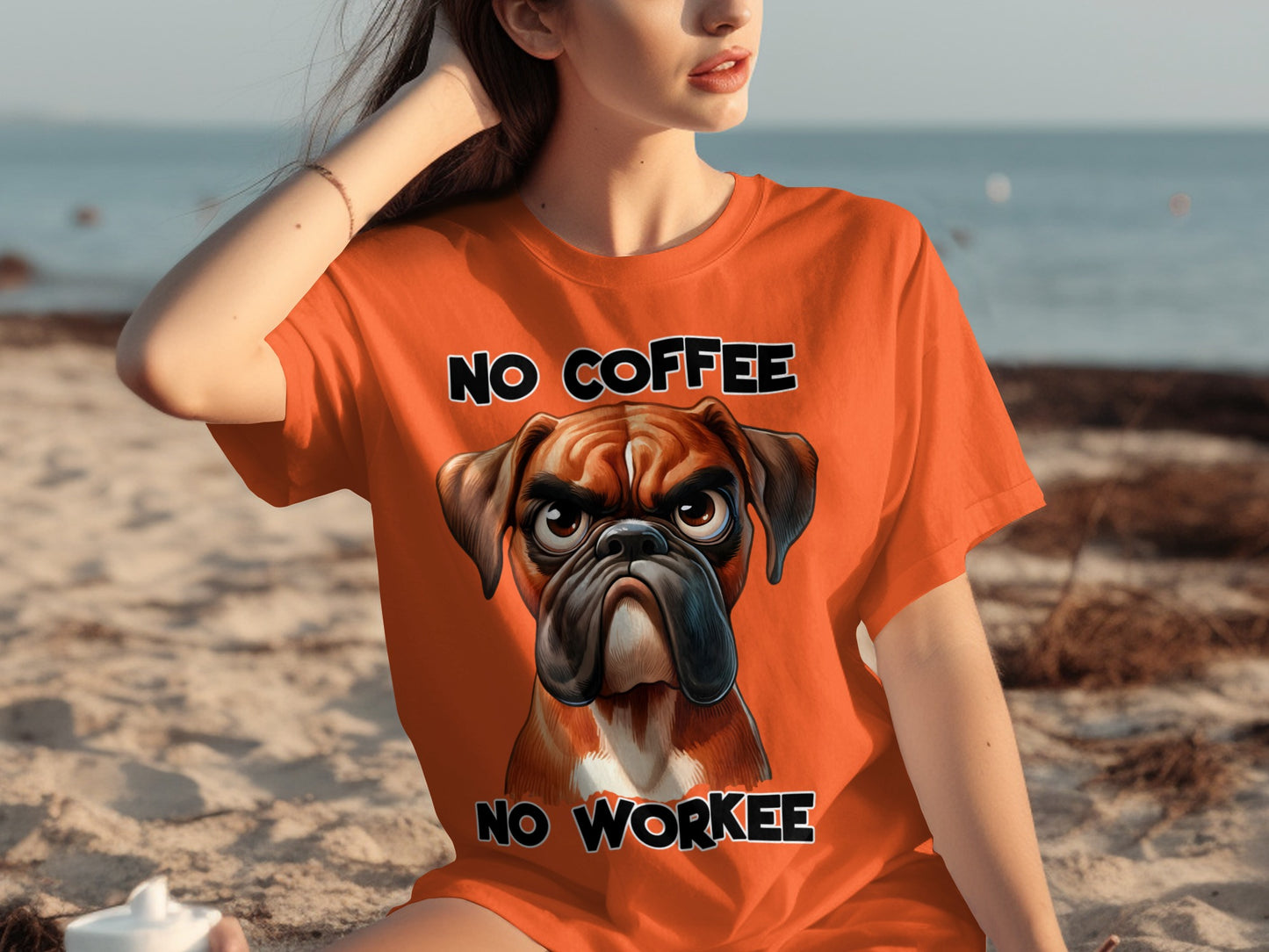 No Coffee No Workee Funny Bulldog Graphic T-shirt