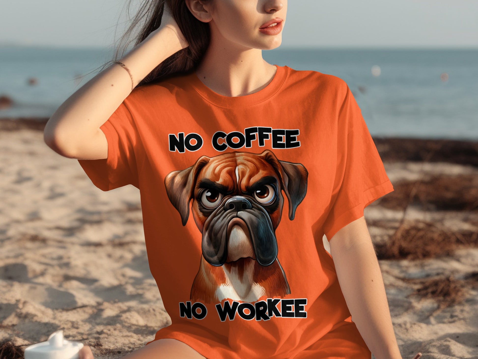 No Coffee No Workee Funny Bulldog Graphic T-shirt