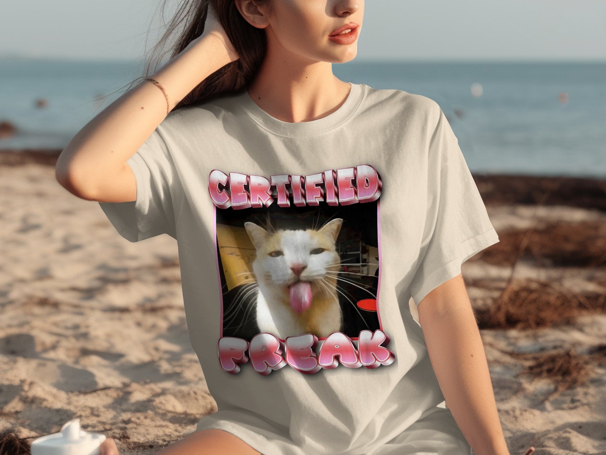 Certified Freak Funny Cat Graphic Tee Shirt