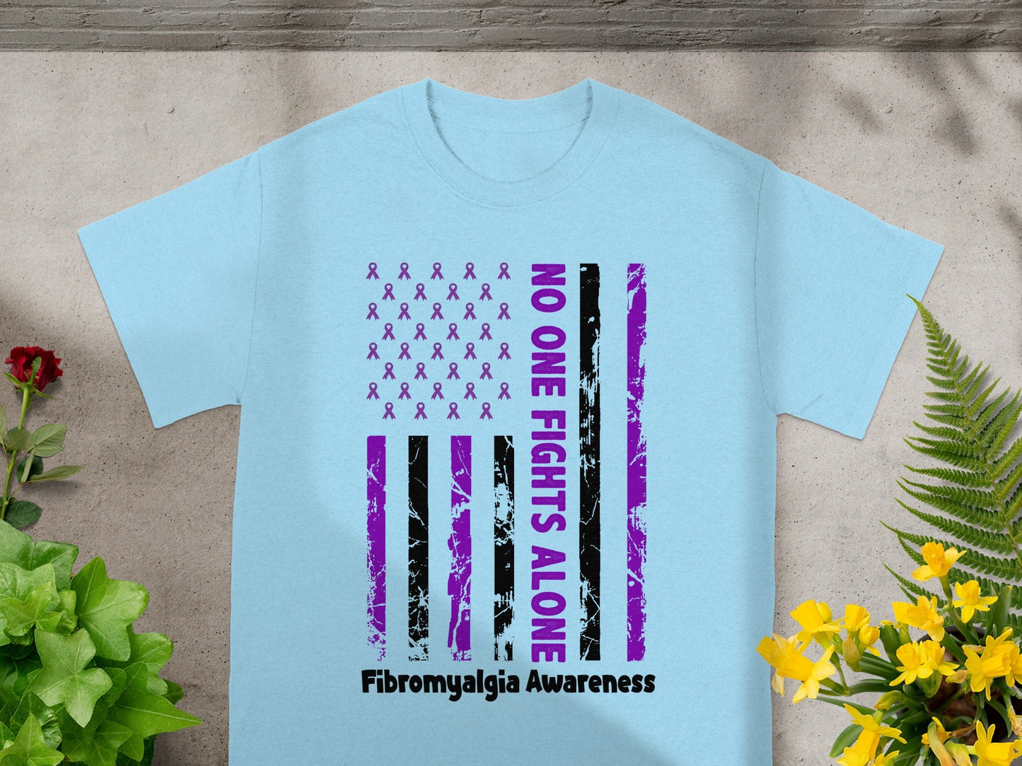 No One Fights Alone Fibromyalgia Awareness Shirt