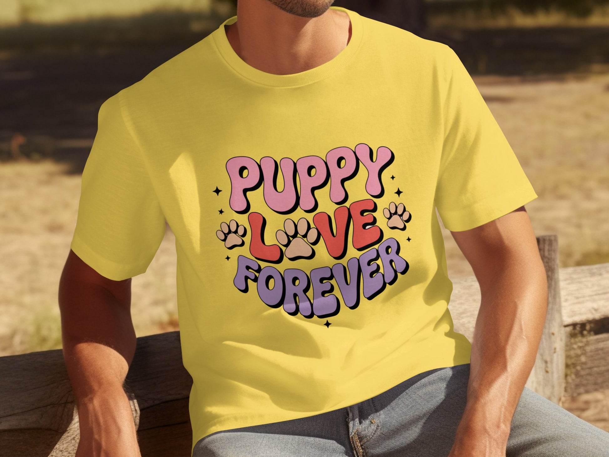 Puppy Love Forever Paw Prints Yellow Shirt