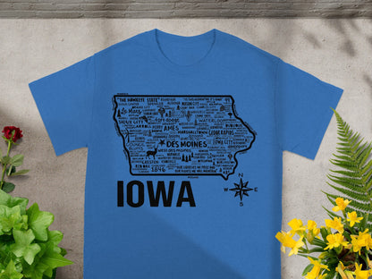 Iowa State Map Typography Design T-Shirt