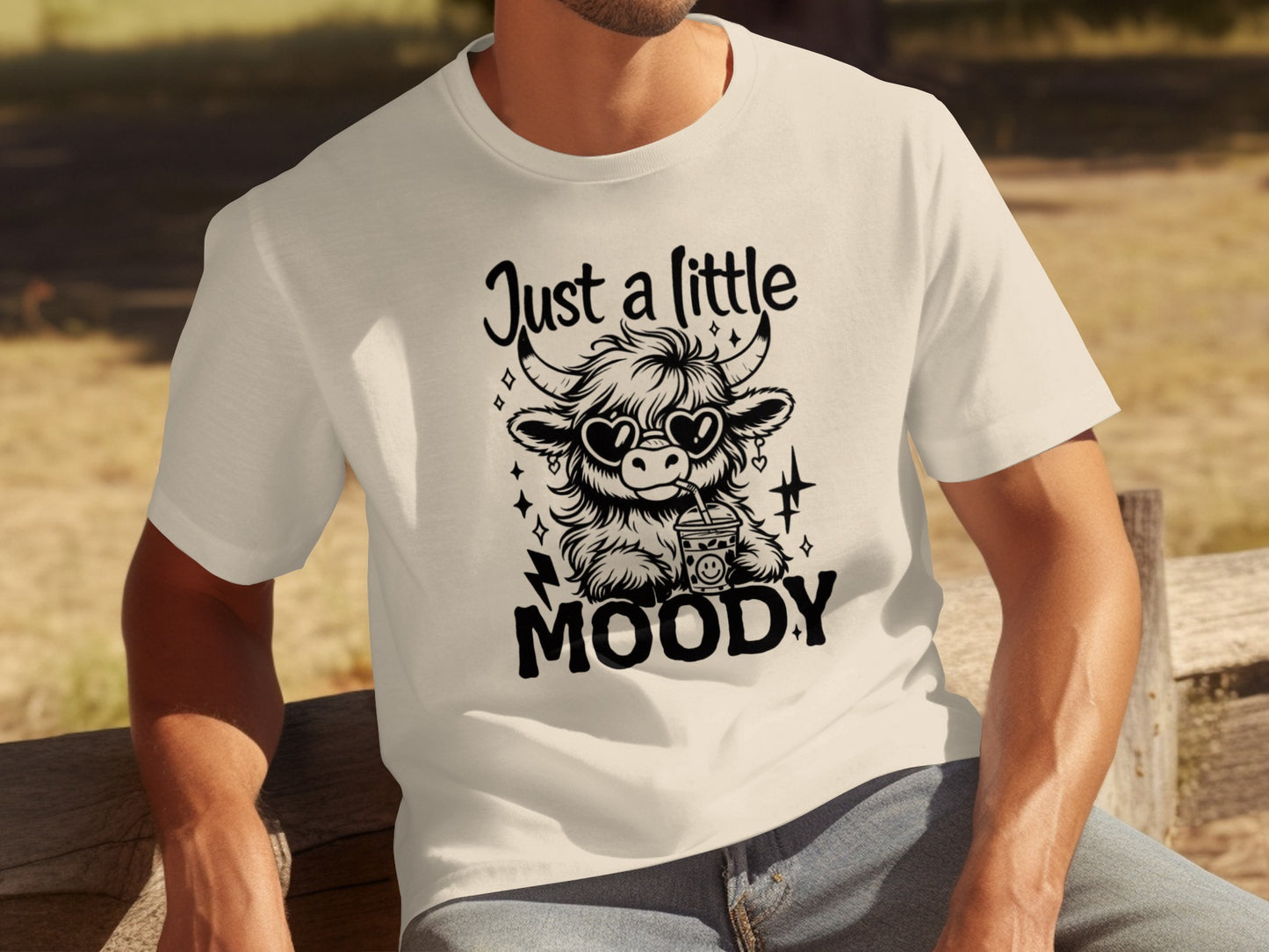 Just a Little Moody Cute Cow Drinking T-shirt