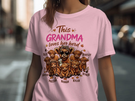 This Grandma loves her herd with Highland cows Riley, Bentley, Kaysen, Preston, Roman, Kyler, and Ryker.
