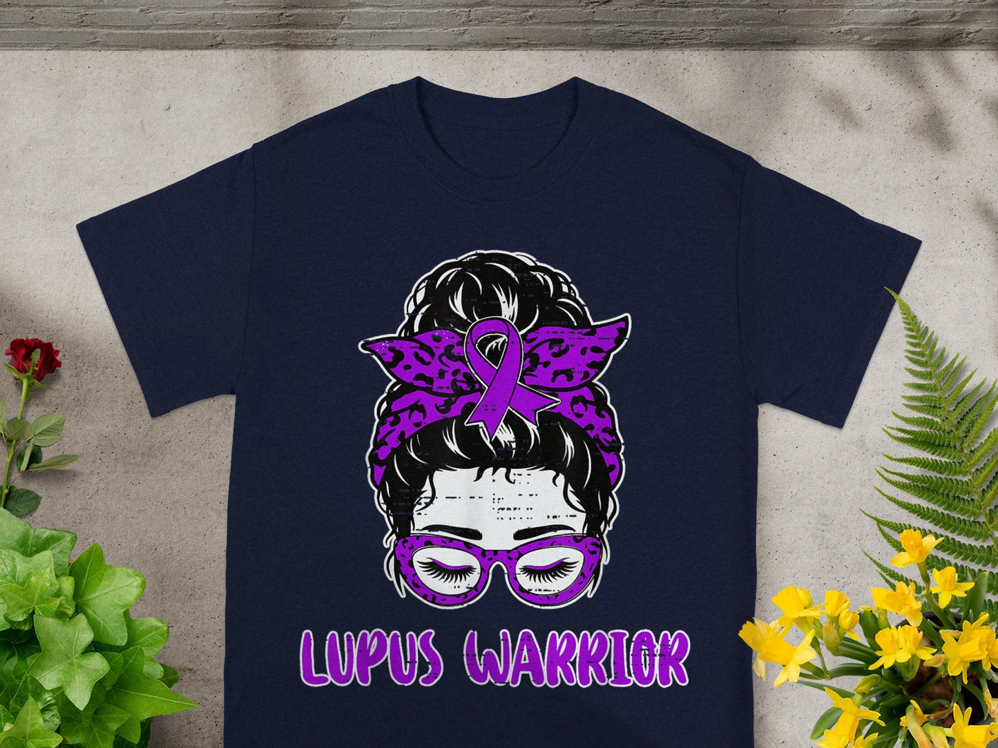 Lupus Warrior Graphic Tee with Purple Ribbon Design