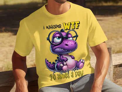 I Whisper WTF Purple Dino T-Shirt Retro Style