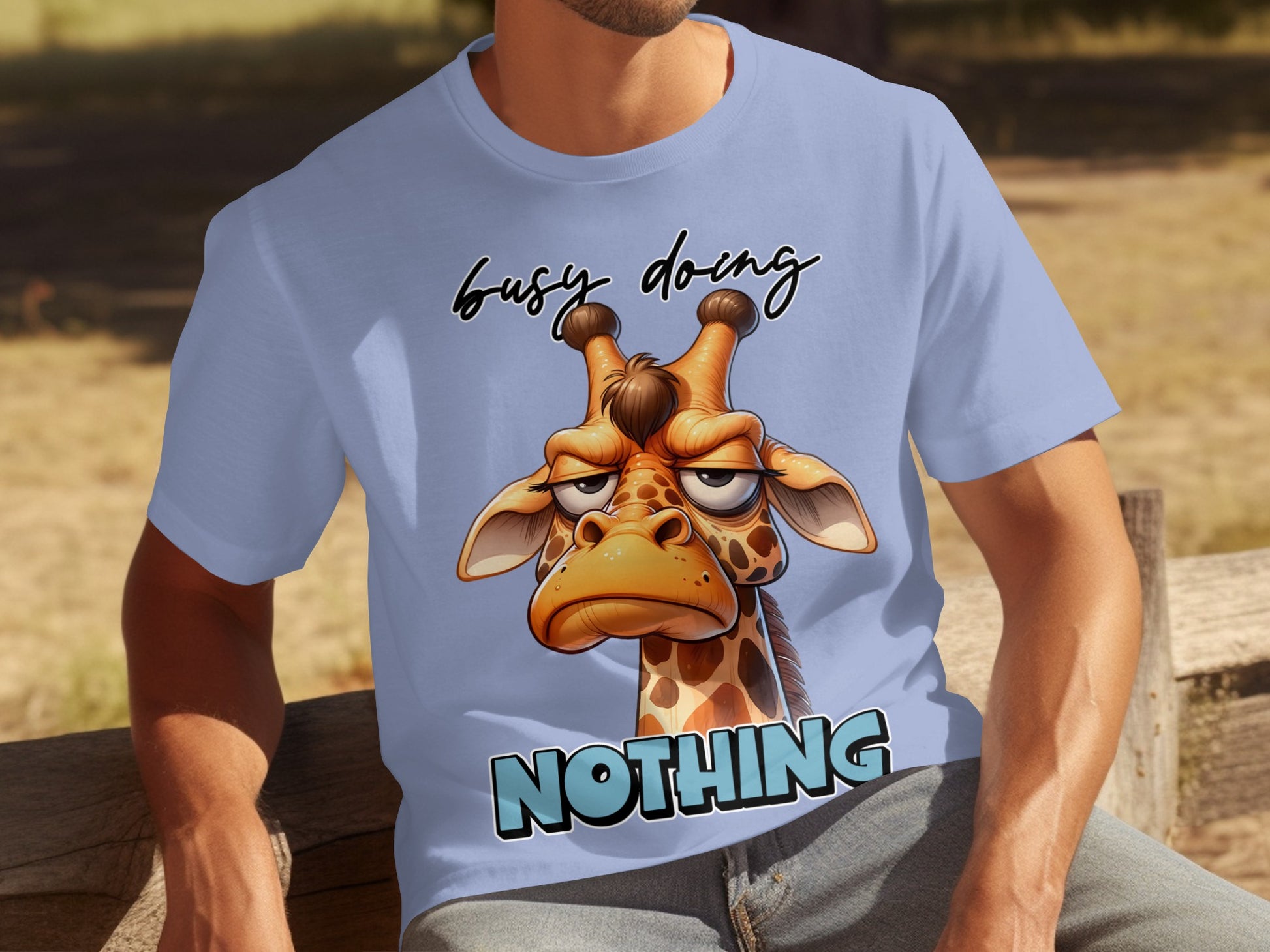 Busy Doing Nothing Funny Giraffe Graphic T-Shirt
