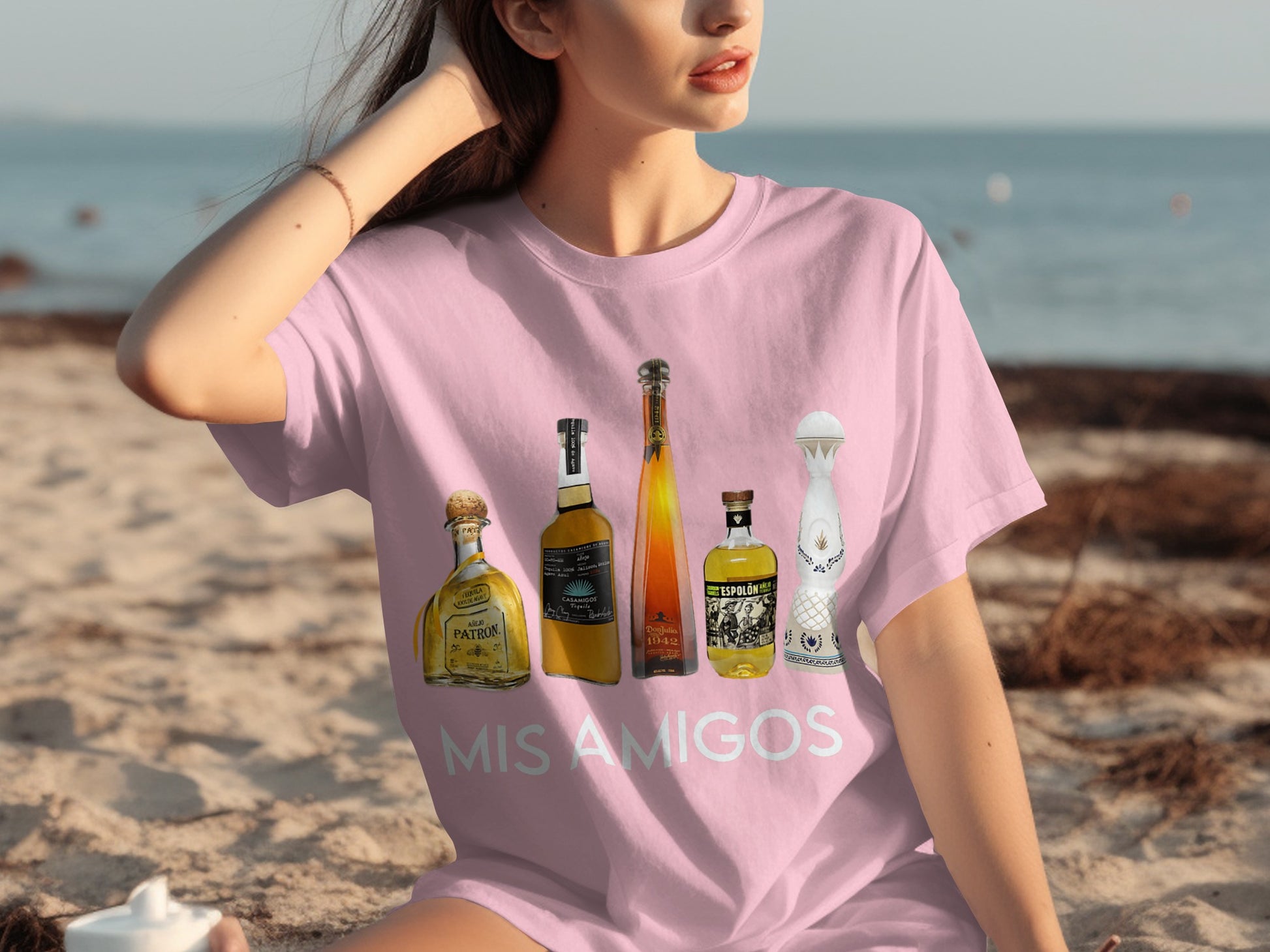 Mis Amigos Tequila Bottles Graphic T-Shirt