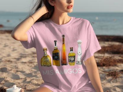 Mis Amigos Tequila Bottles Graphic T-Shirt