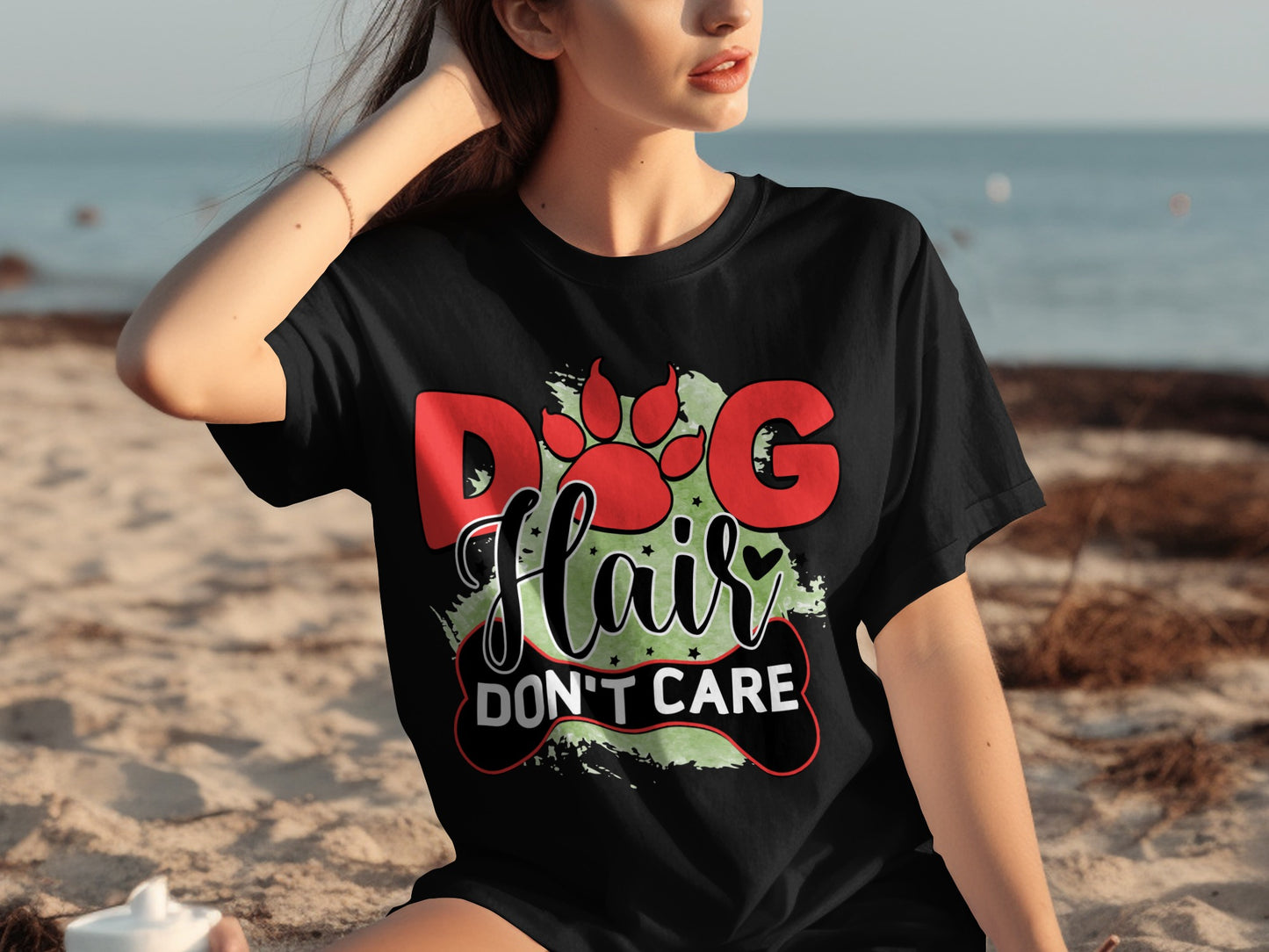 Dog Hair Don't Care Printed Casual T-Shirt