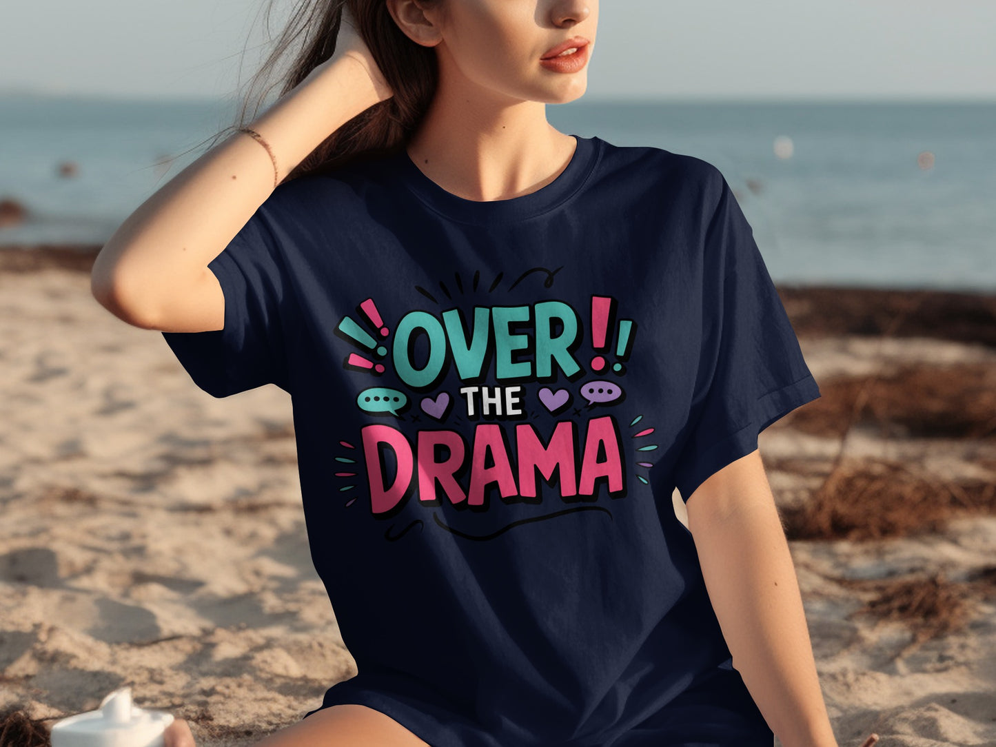 Over The Drama Colorful Graphic Statement T-shirt