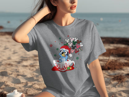 Festive Penguin with Santa Hat Graphic T-Shirt