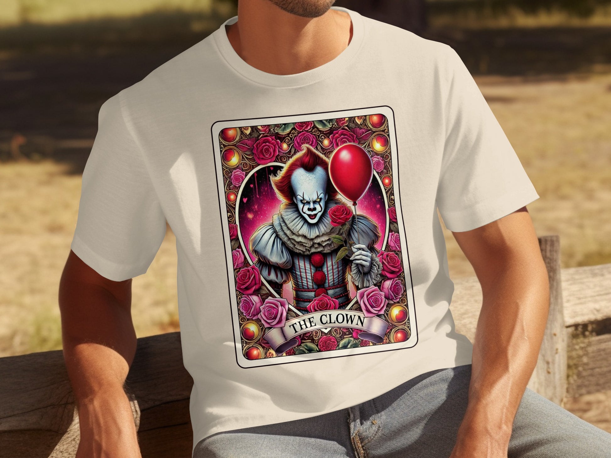 The Clown with Balloon and Roses Illustrated Shirt