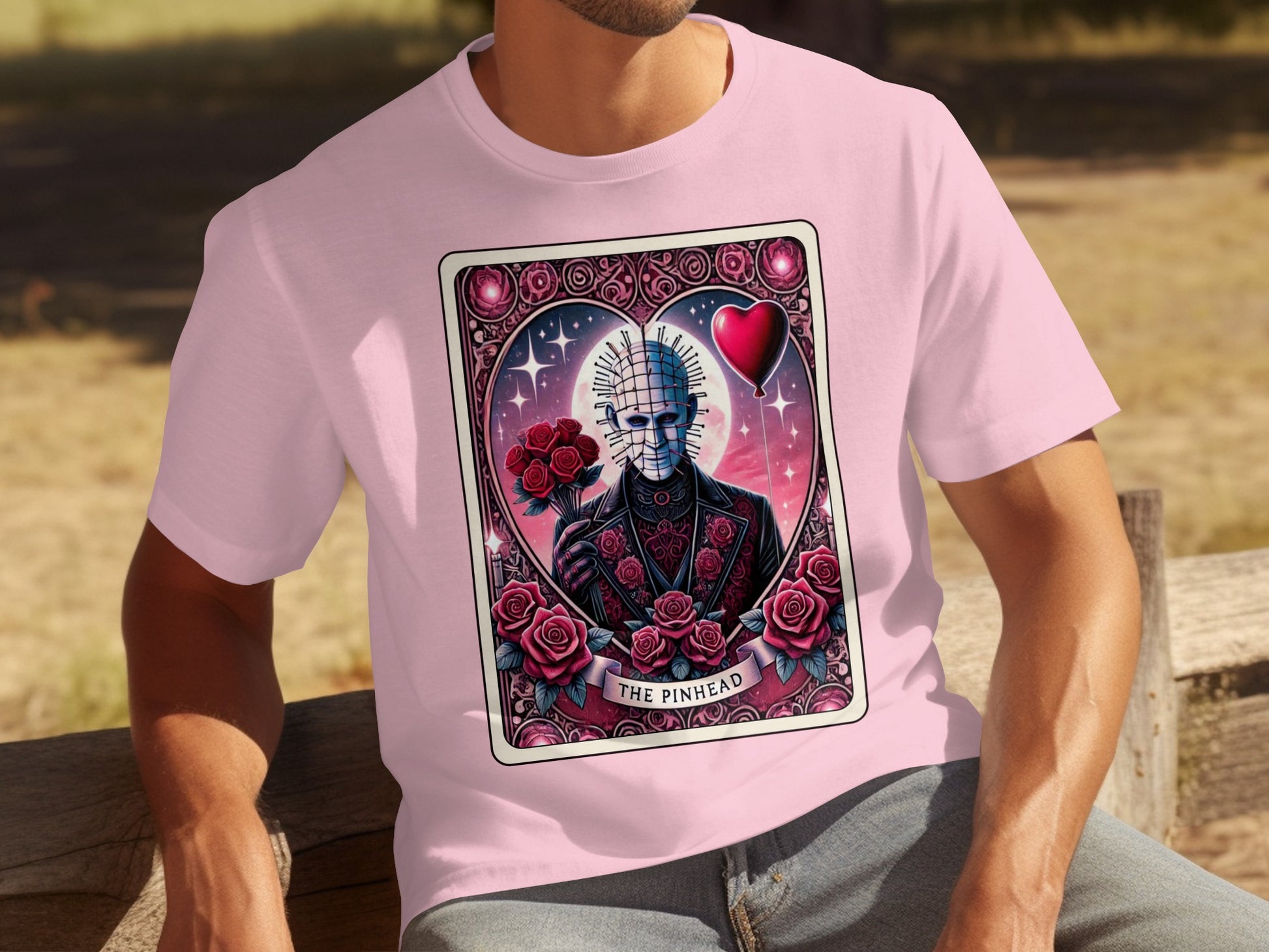 The Pinhead Horror Rose Heart Graphic Artwork T-shirt