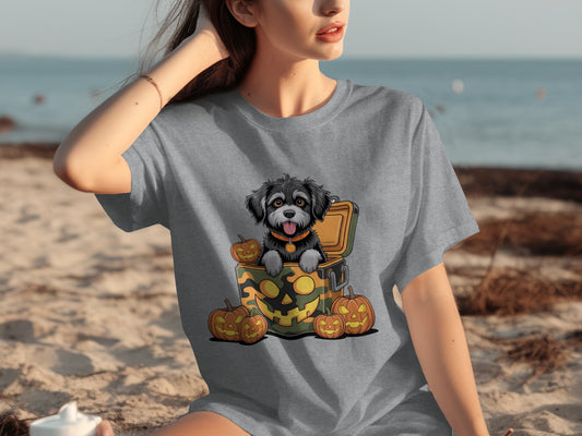Halloween Dog in Jack-O-Lantern Design T-Shirt Product