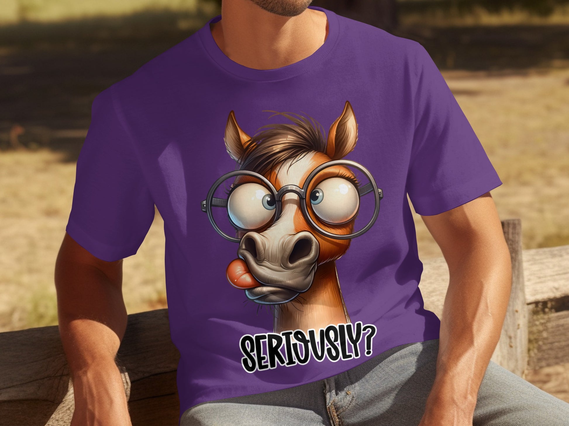 Funny Horse with Glasses Seriously T-Shirt
