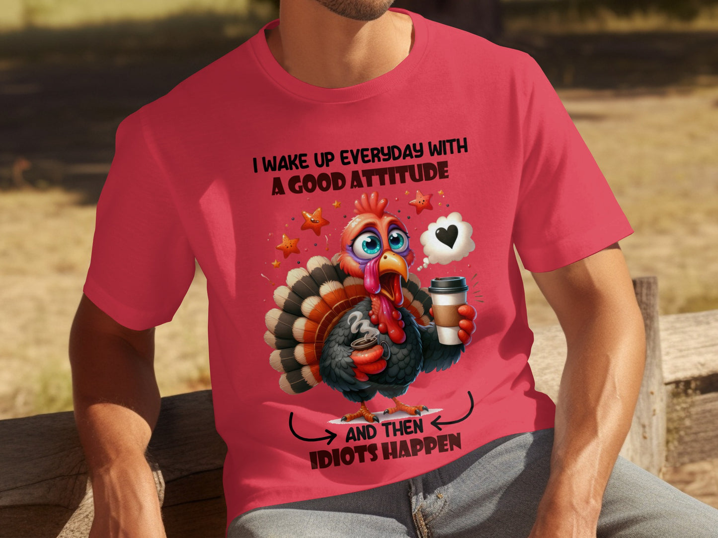 Funny Turkey Good Attitude Everyday Graphic Tee