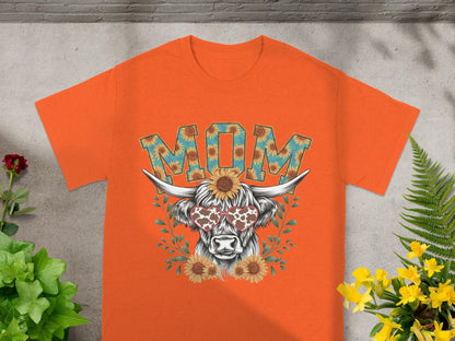 MOM Sunflower and Bull Head Graphic T-Shirt