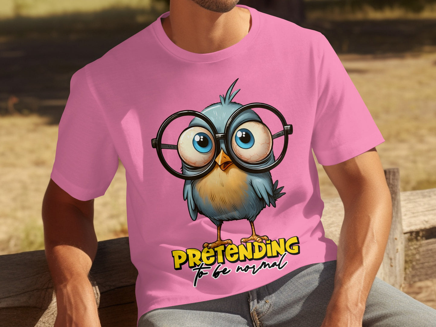 Funny Blue Owl Pretending to Be Normal T-Shirt