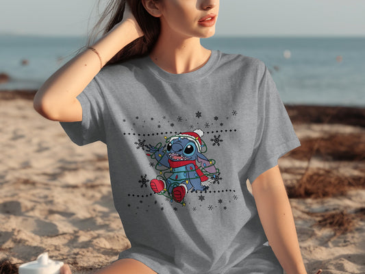 Festive Cartoon Character Graphic Tee for Holiday Fun