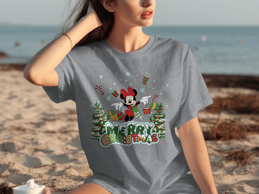 Merry Christmas Mickey Mouse Graphic T-Shirt