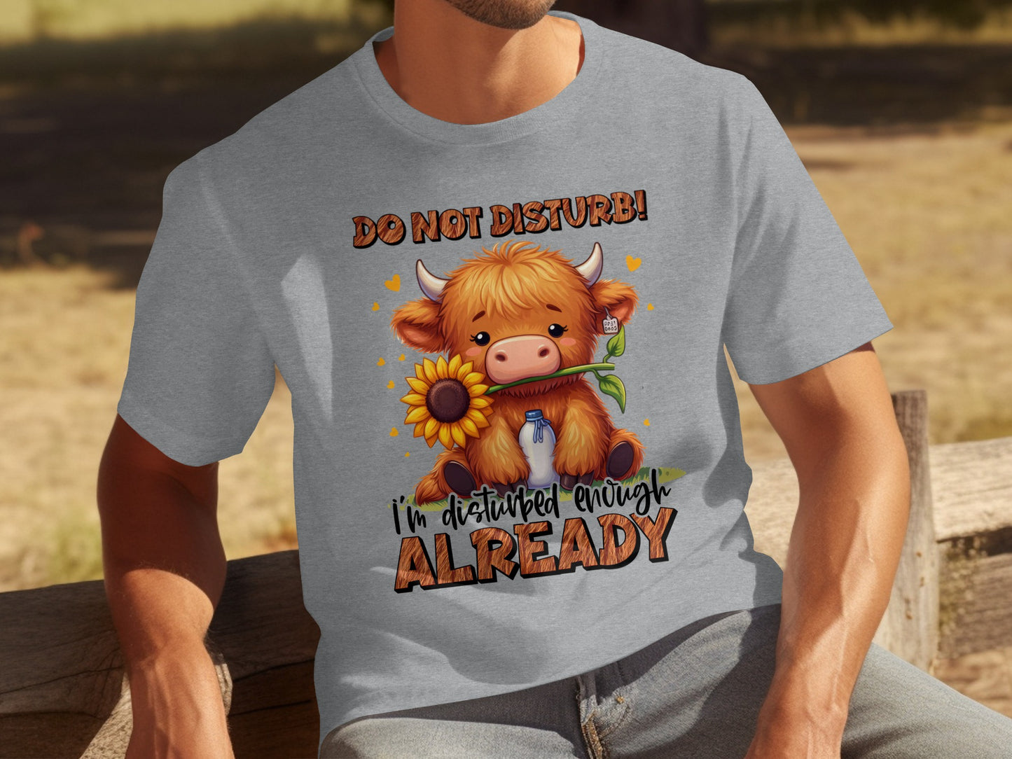 Do Not Disturb Cow with Sunflower Funny T-Shirt
