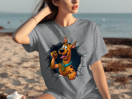Scooby Doo Character Breaking Through Graphic Shirt
