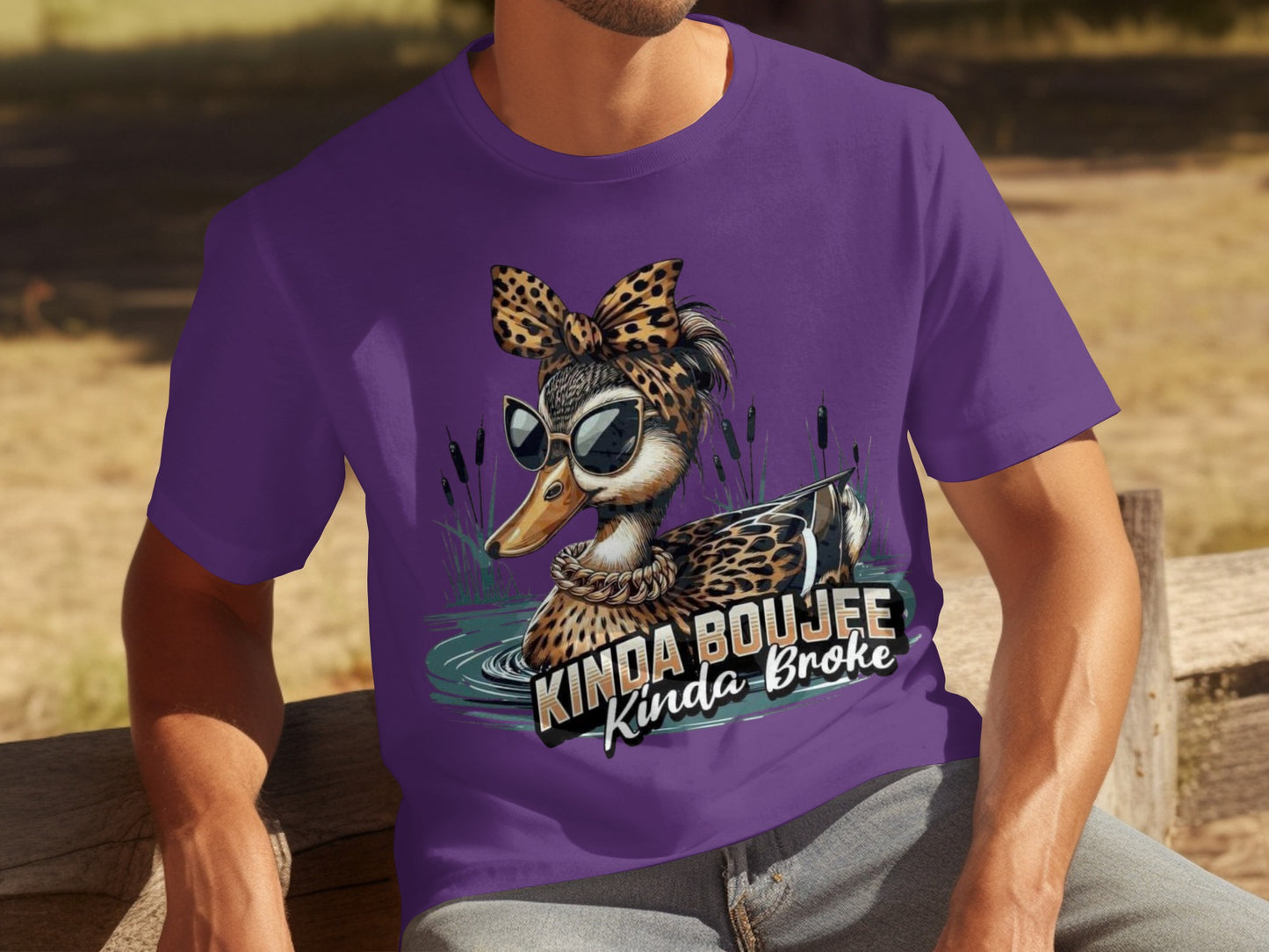 Kinda Boujee Kinda Broke Funny Duck Graphic Tee