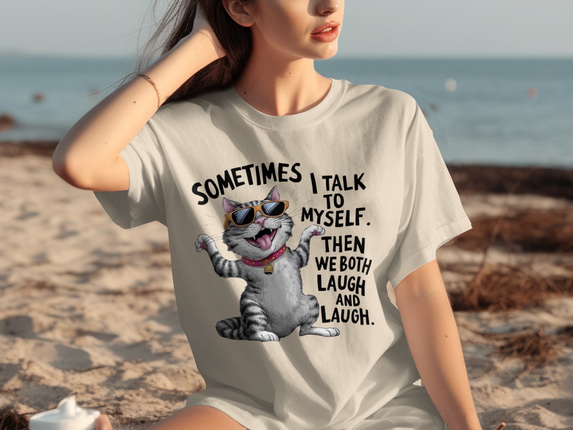 Sometimes I Talk to Myself Cat Funny Graphic T-Shirt